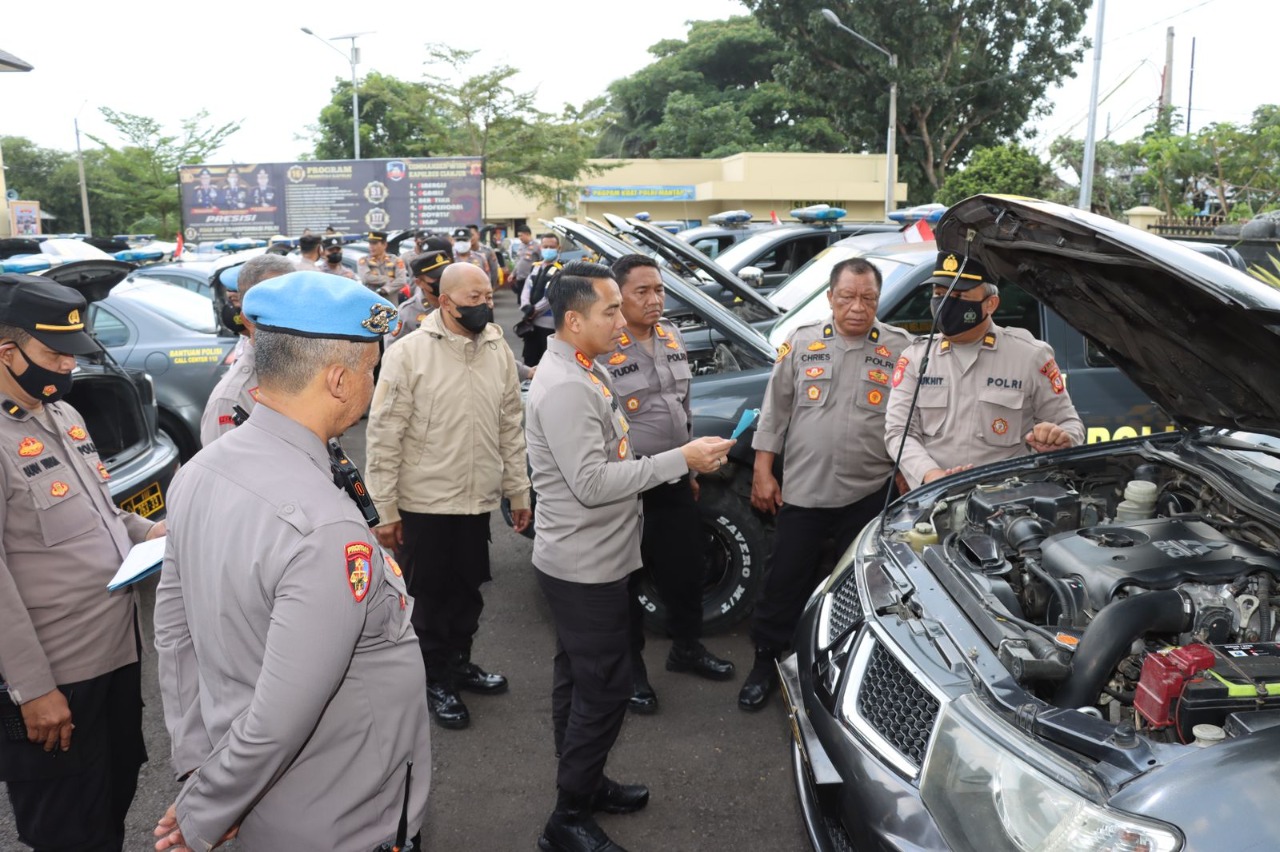 Kapolres Cianjur Melaksanakan Pengecekan Kendaraan Dinas Polres Dan jajaran polsek