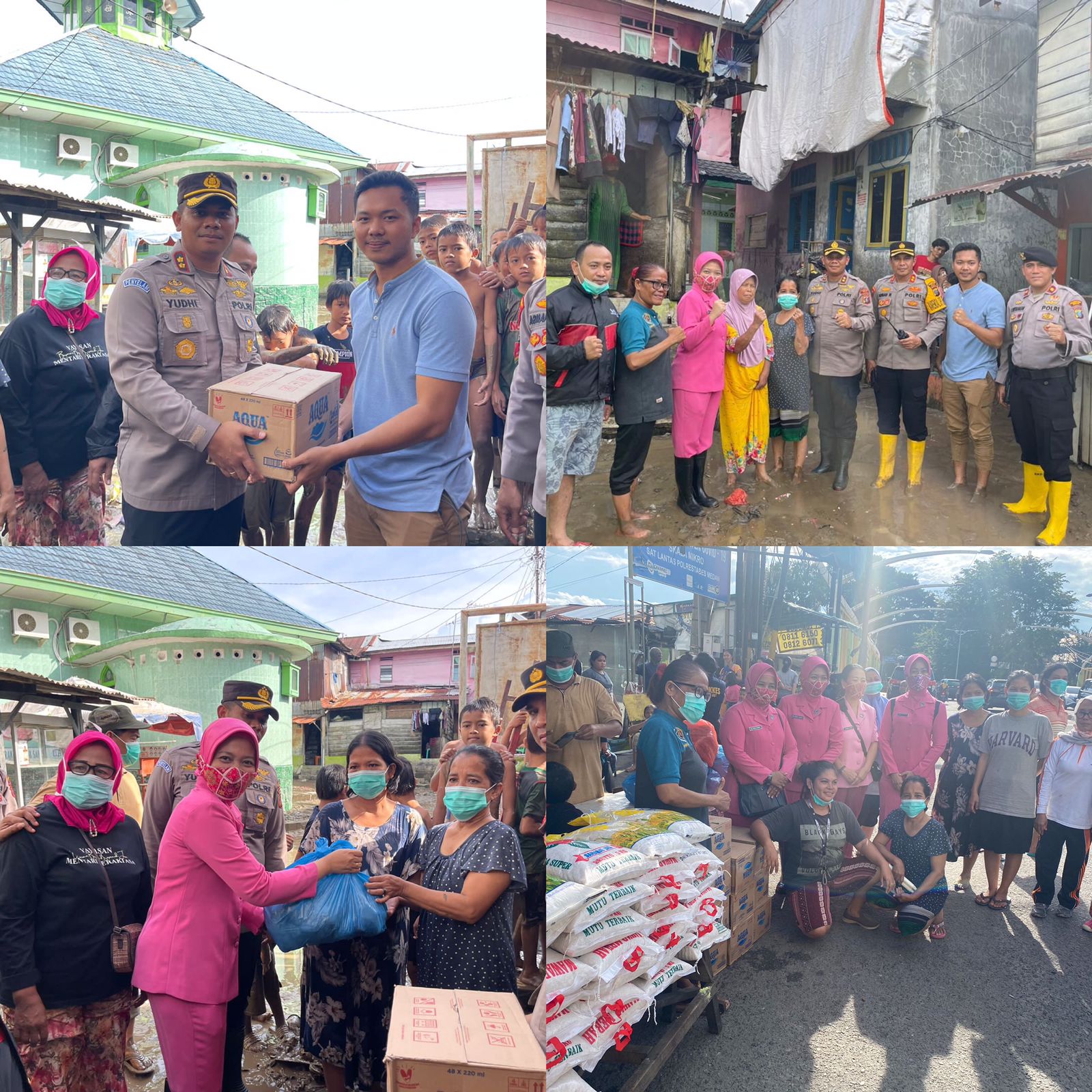 Wakapolrestabes Medan Bantu Warga Terdampak Banjir di Jalan Brigjen Katamso