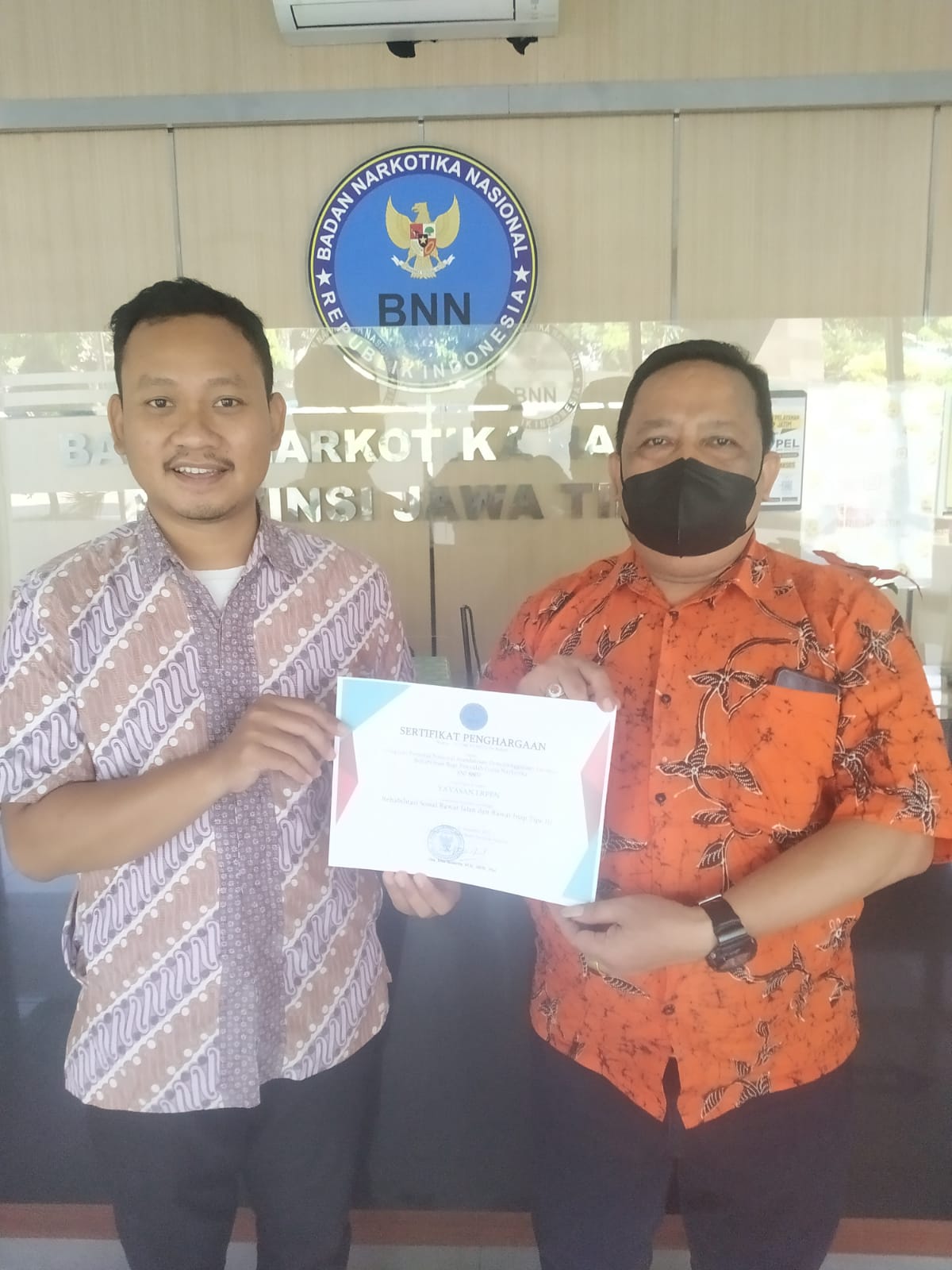 IPWL LRPPN Bhayangkara Indonesia Cabang Banyuwangi,mendapatkan Akreditas Layanan Standar Nasional Indonesia melalui BNN RI