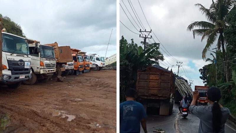 Jalan Nasional Panimbang-Cigeulis Licin Dan Kotor Dampak Dari Angkutan Material Tanah Merah