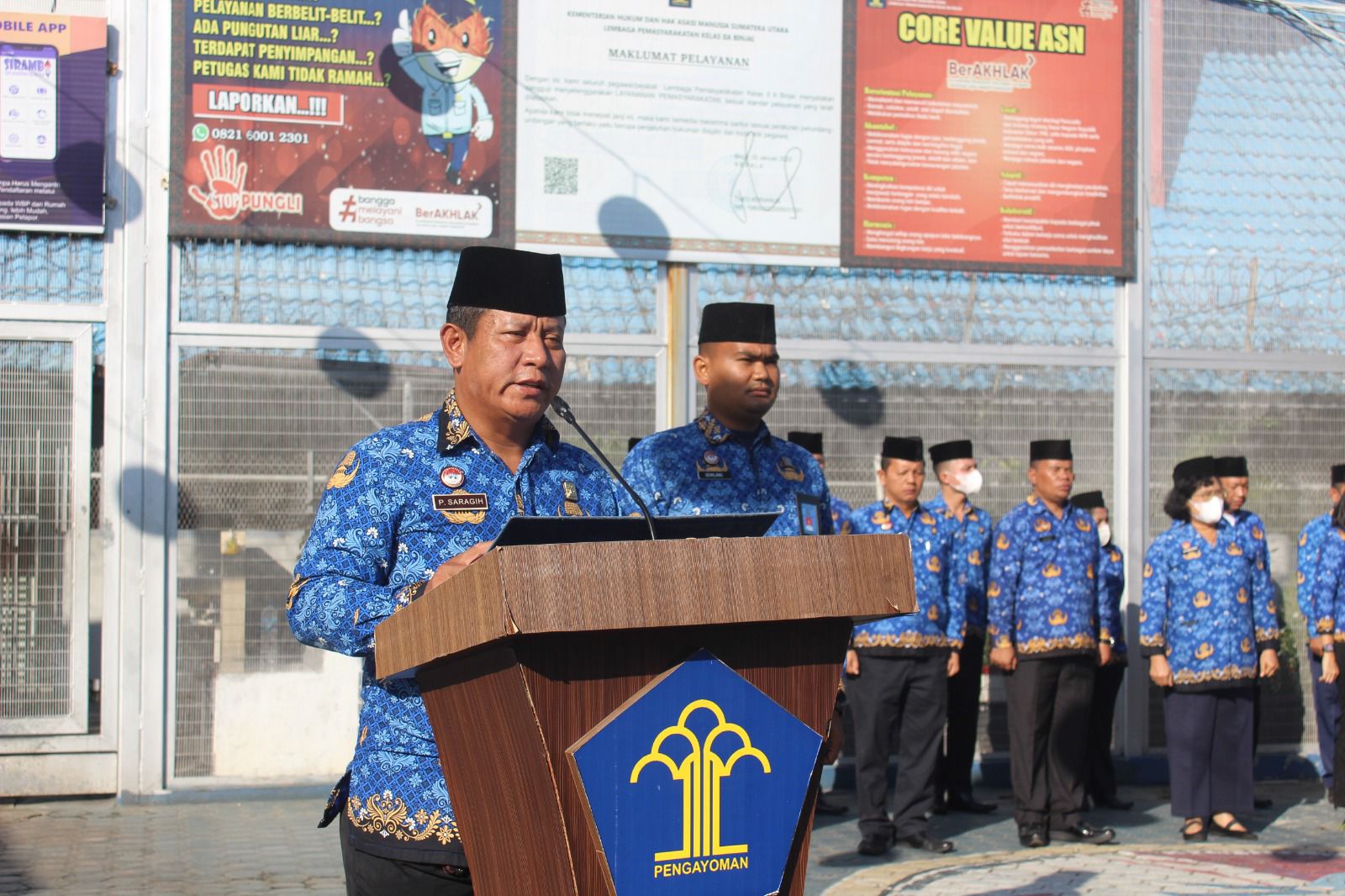 GUNAKAN BAJU KORPRI  LAPAS BINJAI KANWIL KUMHAM SUMUT  GELAR UPACARA KESADARAN NASIONAL