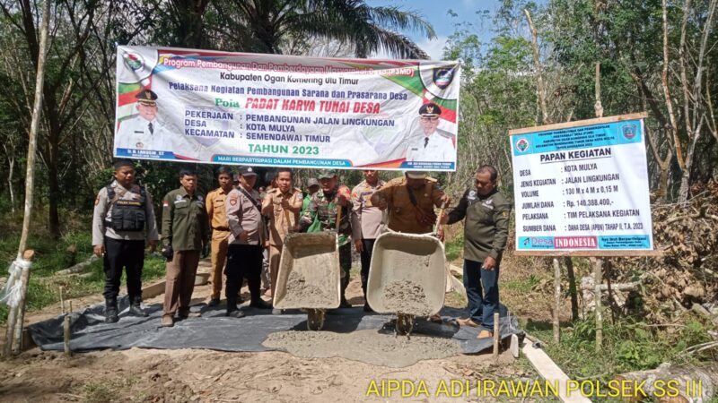 Kapolsek SS III Laksanakan Giat Trial Monitoring Pembangunan Cor Jalan Desa