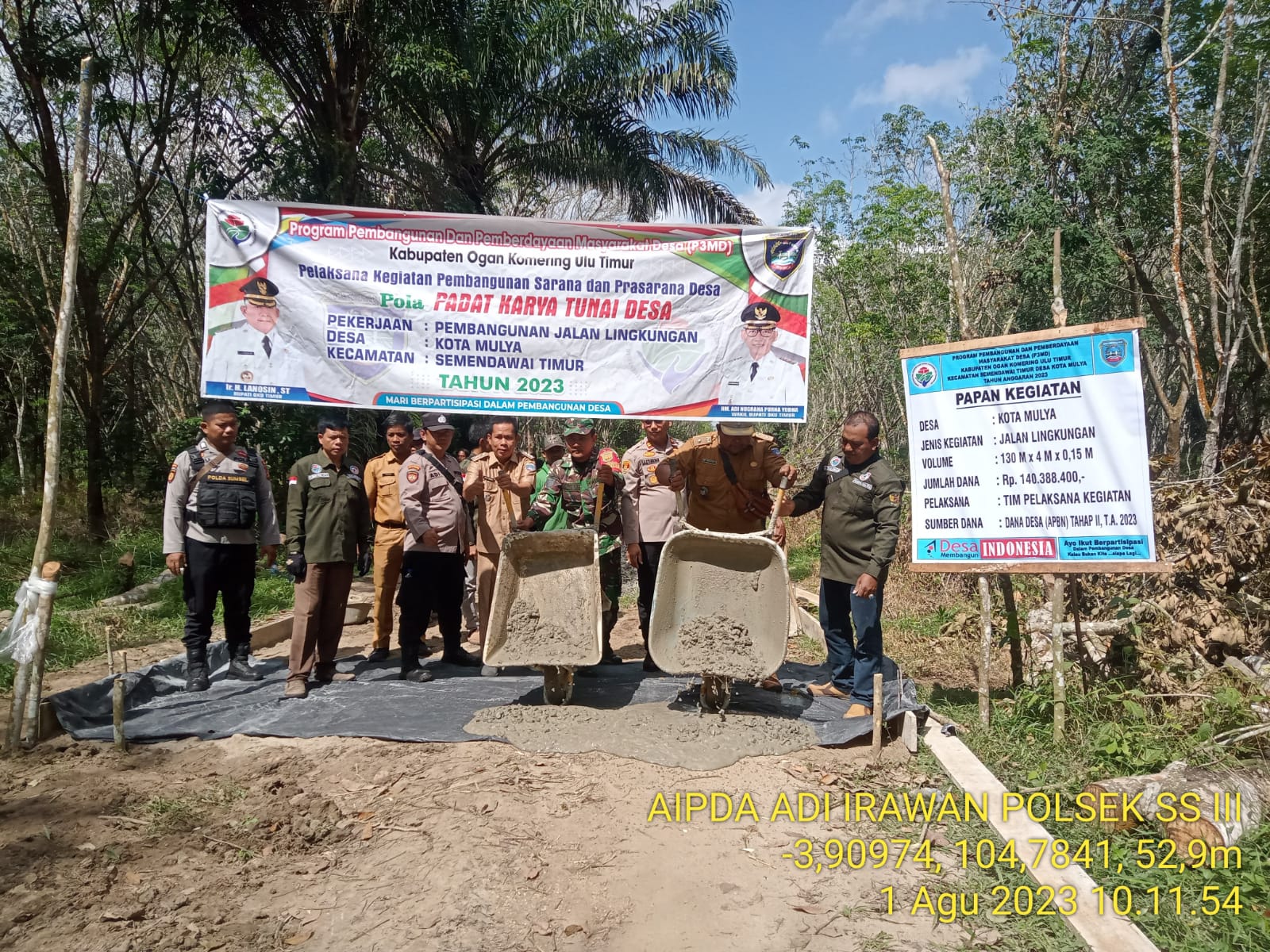 Kapolsek SS III Laksanakan Giat Trial Monitoring Pembangunan Cor Jalan Desa