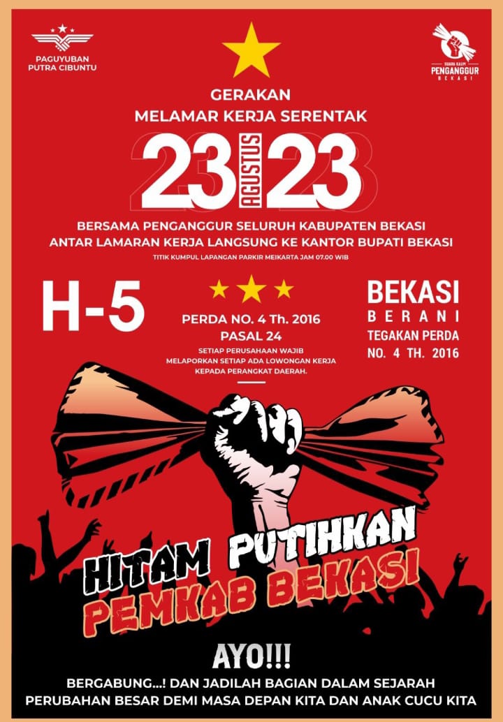 Besok, Ribuan Penganggur Antar Lamaran Ke Pj.Bupati Bekasi