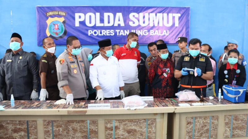 Polres Tanjung Balai Konfrensi Pers Pemusnahan Nakotika Jenis Shabu 16. 197,91 Gram, Ecstasy 10 Ribu Butir dan Ganja 4,48 Gram 