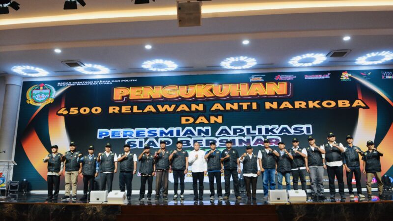 SUMUT  : Kukuhkan 4.500 Relawan Pengiat Anti narkoba, Gubernur Edy Target Pengguna Narkoba Zero di Sumut