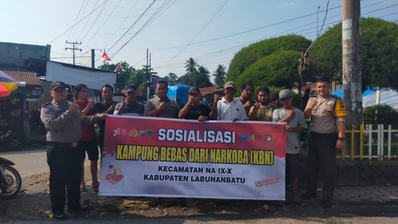 POLSEK NA IX-X POLRES LABUHANBATU SOSIALISASIKAN KAMPUNG BEBAS DARI NARKOBA (KBN)