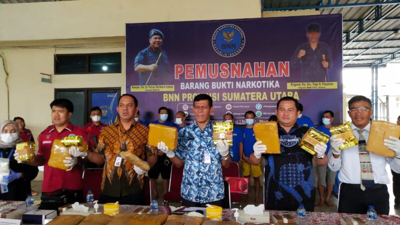 BNNP SUMUT Laksanakan Press Release Pemusnahan Barang Bukti Narkotika 