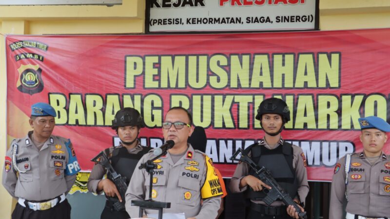 Polres Tanjab Timur Musnahkan Barang Bukti Narkoba di Awal Januari 2024