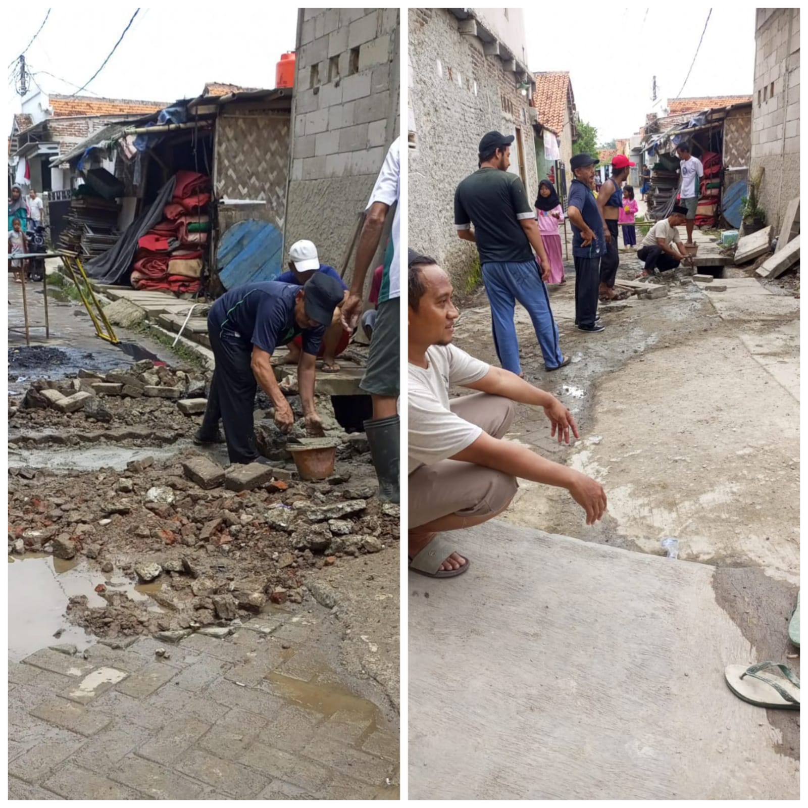 Gotong Royong Warga Dusun 04 Kampung Bayur Kali Desa Lebak Wangi Kabupaten Tangerang