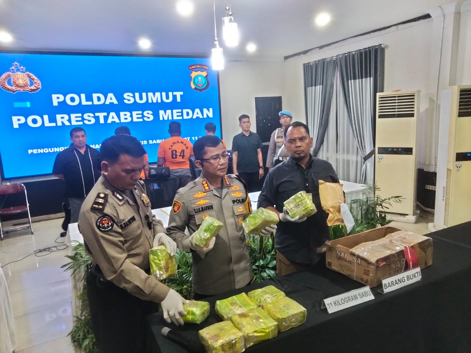 Polrestabes Medan Ringkus Komplotan Kurir Narkoba, 11 Kilogram Sabu disita