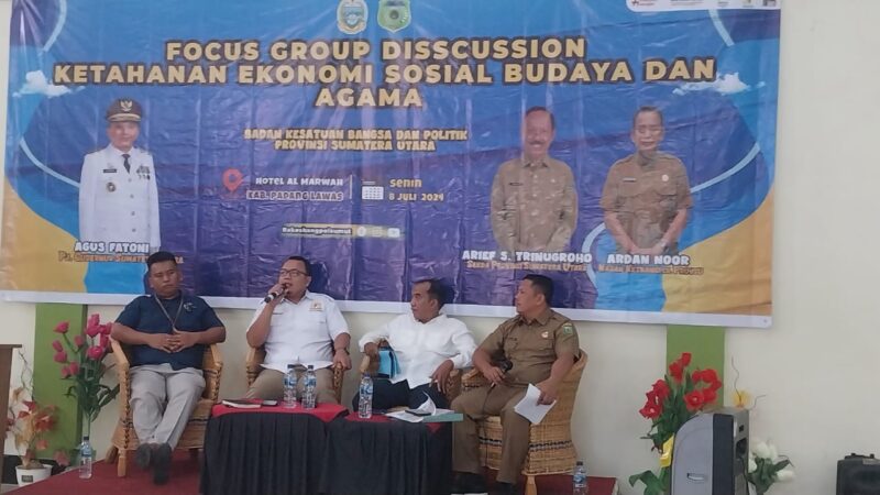 Badan Kesbangpol Provsu menyelenggarakan FGD di Padang Lawas dalam meningkatkan Ketahanan Ekonomi, Sosial Budaya dan Agama