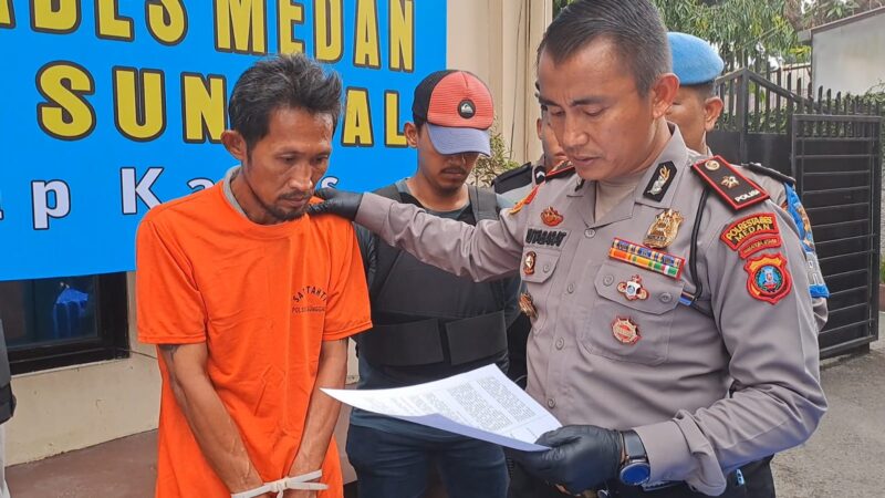 Personel Polsek Medan Sunggal menangkap pelaku pencurian sepeda motor di Jalan Sunggal Kelurahan Sunggal Medan Sunggal.