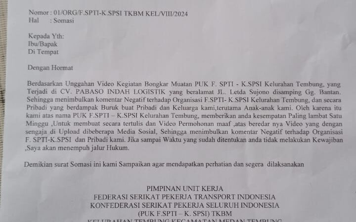 PUK F.SPTI K-SPSI Kelurahan Tembung Somasi CV.Pabaso Indah Logistic Terkait Video Yang Viral 