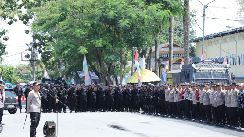 Personil Sat Brimob Polda Sumut Laksanakan Apel Pengecekan Personil Pengamanan Operasi “HATRA TOBA 2024