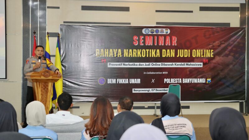 Kapolresta Banyuwangi Hadiri Seminar Bahaya Narkotika dan Judi Online di Kampus Airlangga