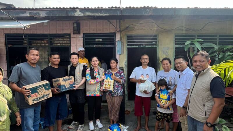 DPD Gerindra Sumut Rayakan Natal Bersama Warga Jalan Tangguk Bongkar 4 dengan Berbagi Sembako