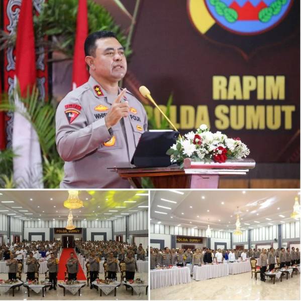 Dirlantas Polda Sumut dan Kasat Lantas Sejajaran Polda Sumut Ikuti Rapim Polda Sumut Tahun 2025