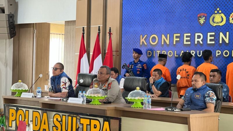 Ditpolairud Polda Sultra Ungkap Kasus Penyalahgunaan Bahan Peledak dalam Press Conference Bersama Korpolairud Baharkam Polri