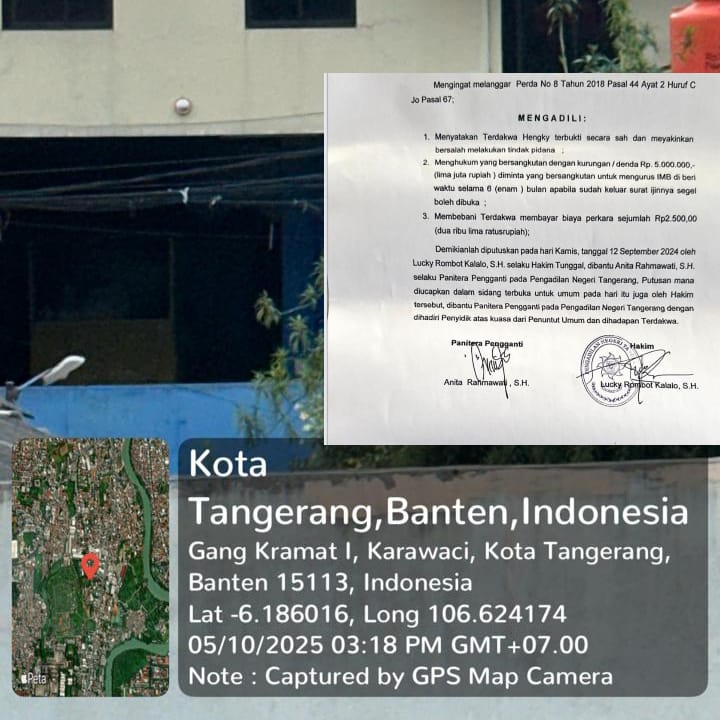 FEFI Plastik Masih Beraktivitas, Wakil Ketua LSM KCBI Minta Walikota Tangerang Mengevalusi kinerja Kasatpol PP