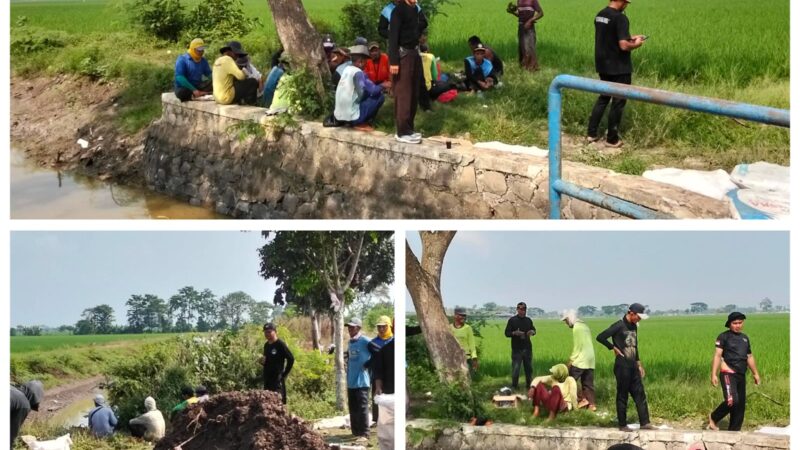 Pemdes Karangreja bersama BPD dan Para Petani , Laksanakan Giat Kerja Bakti Perbaiki Pintu Air Yang Jebol