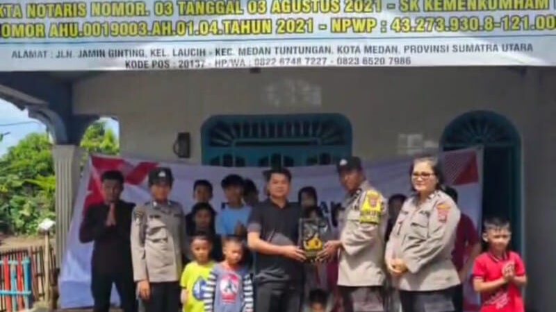 Menyambut HUT Bhayangkara ke-79, Polsek Medan Tuntungan Menggelar Kegiatan Bansos ke Panti Asuhan