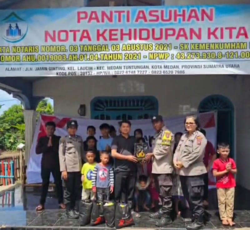 Menyambut HUT Bhayangkara ke-79, Polsek Medan Tuntungan Menggelar Kegiatan Bansos ke Panti Asuhan