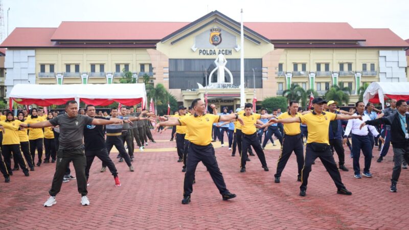 Meriahkan Hari Bhayangkara Ke-79, Polda Aceh Gelar Olahraga Bersama