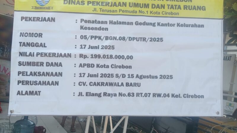 Diduga Pengerjaan Penataan Halaman Gedung Kantor Kelurahan Kesenden, Banyak Pelanggaran Yang di Lakukan oleh CV.Cakrawala Baru