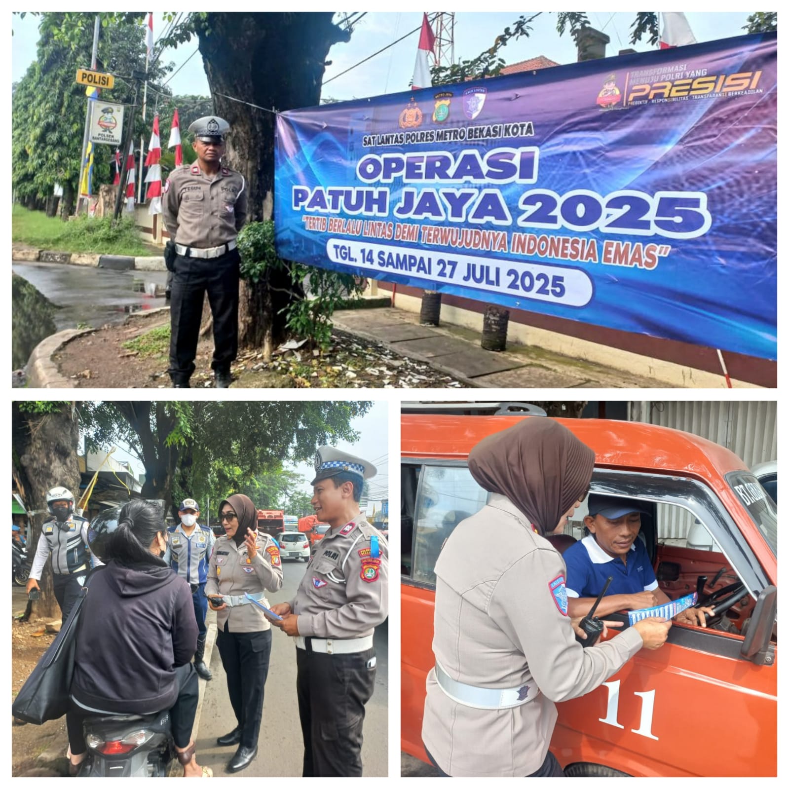 Polsek Bantargebang Berikan Edukasi Lalu Lintas Secara Humanis di Jalan Raya Narogong