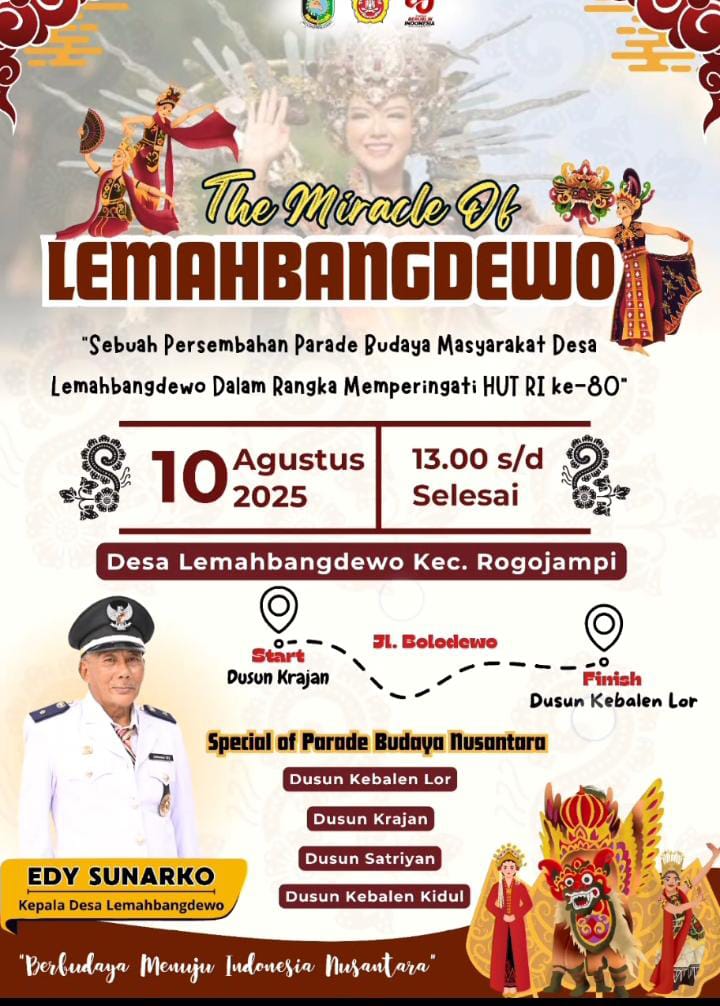 Menyambut HUT RI ke -80.Kepala Desa Lemahbang Dewo Akan Menggelar Persembahan Parade Budaya Masyarakat Desa