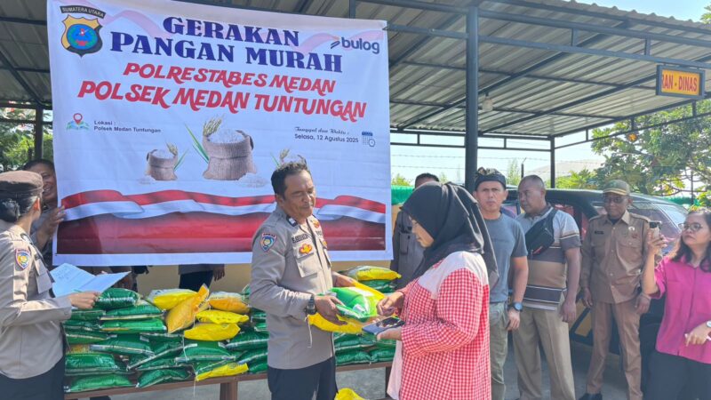 Menyambut HUT RI Ke-80, Polsek Medan Tuntungan Polrestabes Medan Gelar Gerakan Pangan Murah 