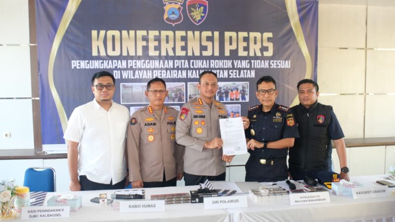 Ditpolairud Polda Kalsel Ungkap Penjualan Rokok Ilegal, Sita 677.580 Batang dan Amankan Tiga Tersangka
