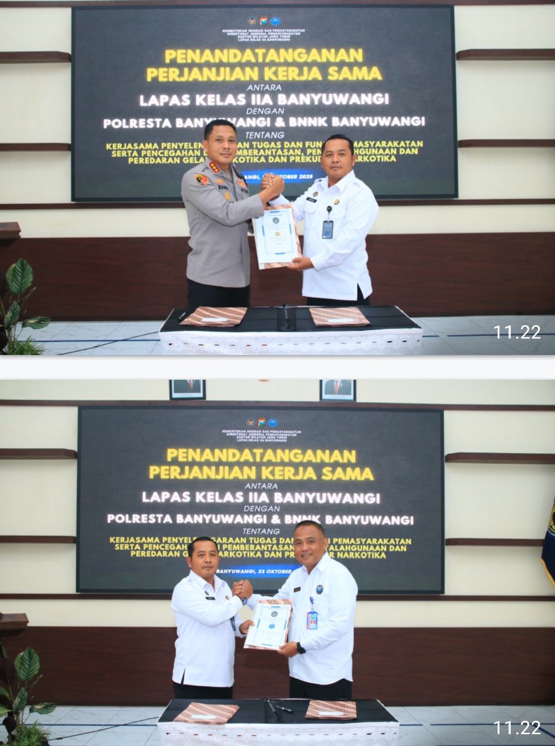 Guna Pencegahan dan Pemberantasan Peredaran Gelap Narkoba di Lapas,BNNK bersama Polresta, Tandatangani Kerjasama di Lapas Kelas II A Banyuwangi