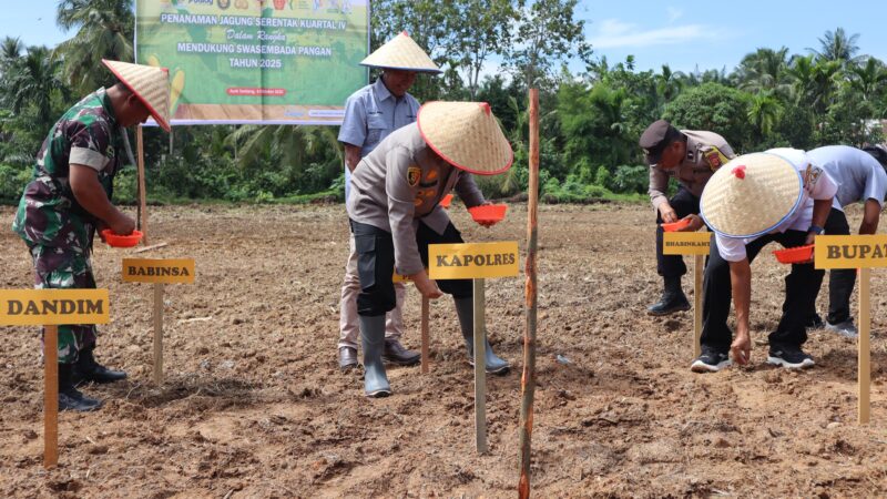 Dukung Swasembada Pangan, Polres Aceh Tamiang Melaksanakan Tanam Jagung Serentak 