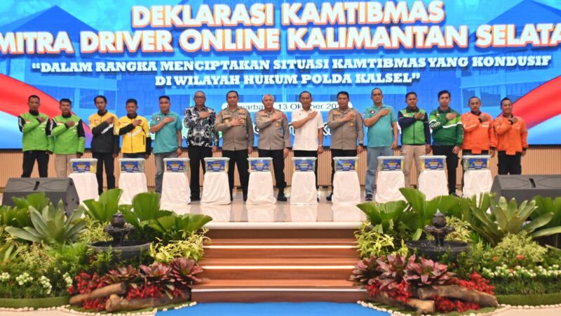 Jaga Kondusivitas, Polda Kalsel Gelar Deklarasi Kamtibmas Bersama Mitra Driver Online