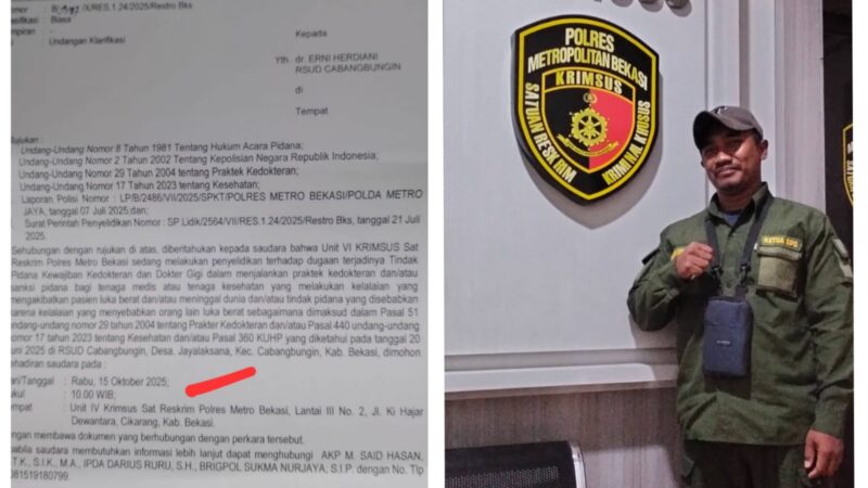 Ketua DPD Akpersi Jabar: Tidak Kooperatif Direktur RSUD Cabangbungin, Mangkir dari Panggilan Penyidik Krimsus Polres Bekasi 