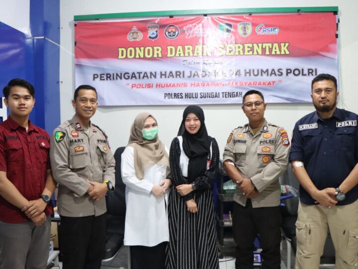 Hari Jadi Ke-74 Humas Polri, Polres Hulu Sungai Tengah Beserta Jajaran Gelar Kegiatan Humanis, Dengan  Mendonorkan Darah Serentak 