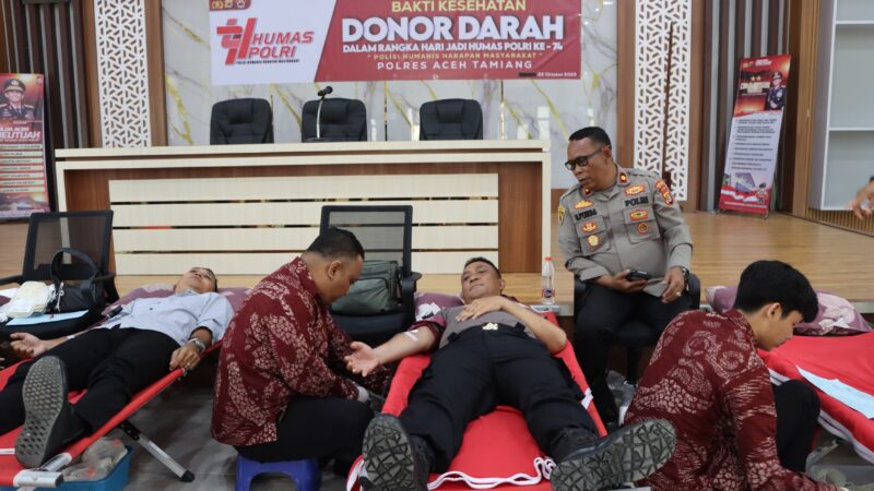 Sambut Hari Jadi Humas Polri ke-74, Polres Aceh Tamiang Gelar Donor Darah 