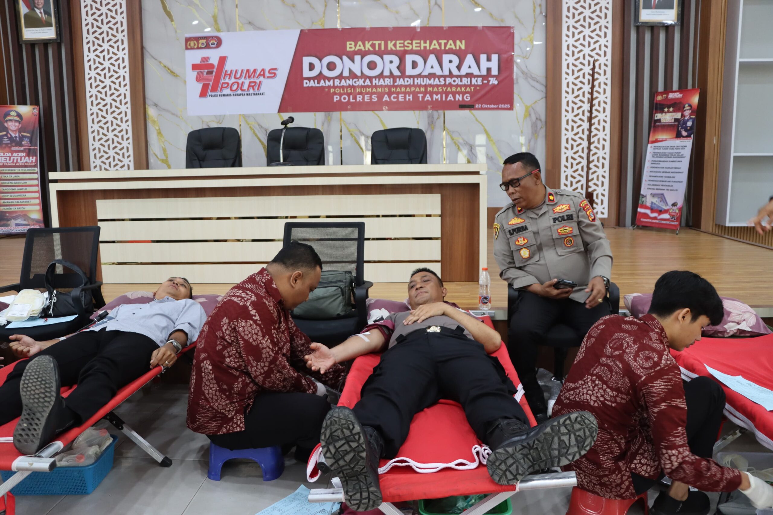 Sambut Hari Jadi Humas Polri ke-74, Polres Aceh Tamiang Gelar Donor Darah 