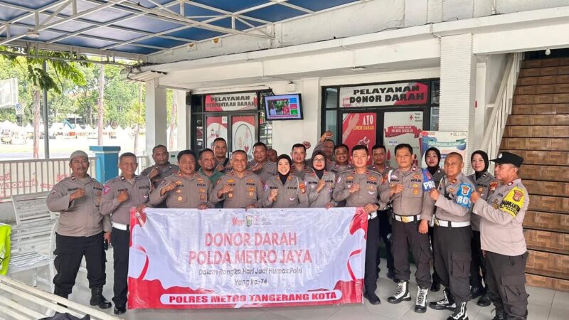 Rayakan Hari Jadi ke-74, Humas Polres Metro Tangerang Kota Tebar Kepedulian Lewat Donor Darah