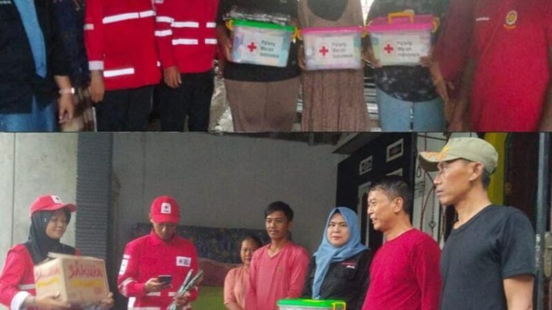 PMI Kabupaten Bekasi Salurkan Bantuan Sembako, Untuk Warga Desa Karangharja Yang Terdampak Angin Puting Beliung