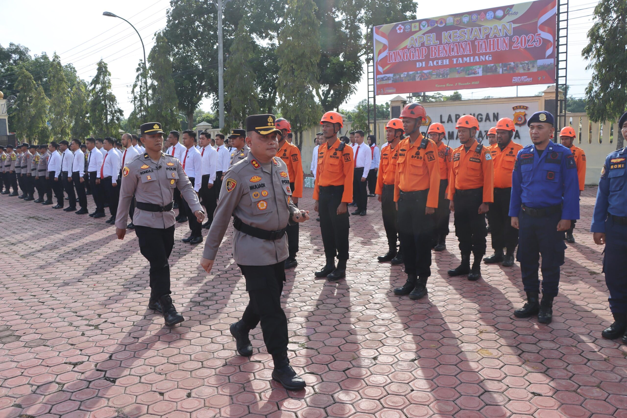 Kapolres Aceh Tamiang Pimpin Apel Gelar Pasukan Kesiapan Tanggap Darurat Bencana Tahun 2025