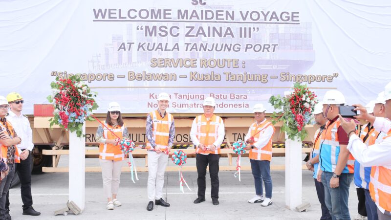 PT PMT Ciptakan Pencapaian Baru, Layani Kegiatan Pengapalan Petikemas Internasional Perdana MSC Group dari Kuala Tanjung ke Singapura