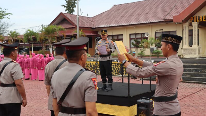 Kapolres Aceh Tamiang Pimpin Sertijab Empat Pejabat Utama dan Dua Kapolsek