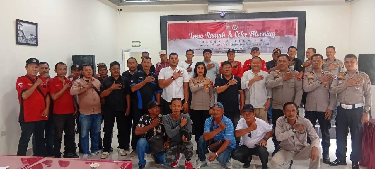Pererat Sinergi Dengan Media, Polsek Kualuh Hulu Adakan Coffe Morning dan Santuni Anak Yatim