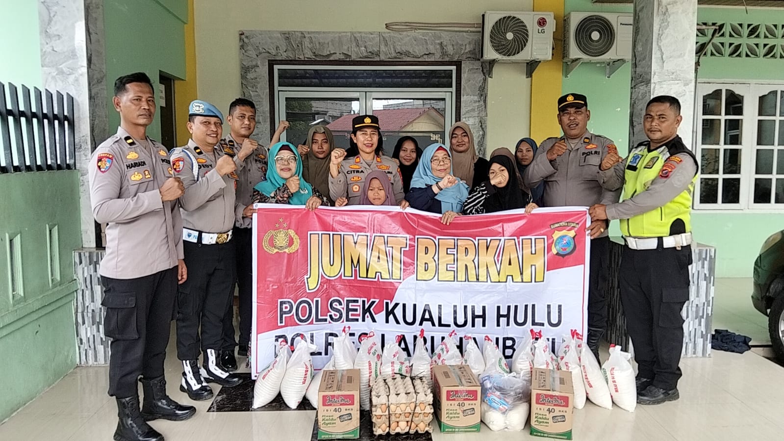 Polsek Kualuh Hulu Gelar Jum’at Berkah, Santuni 20 Anak Yatim Panti Asuhan Putri Siti Aisyah