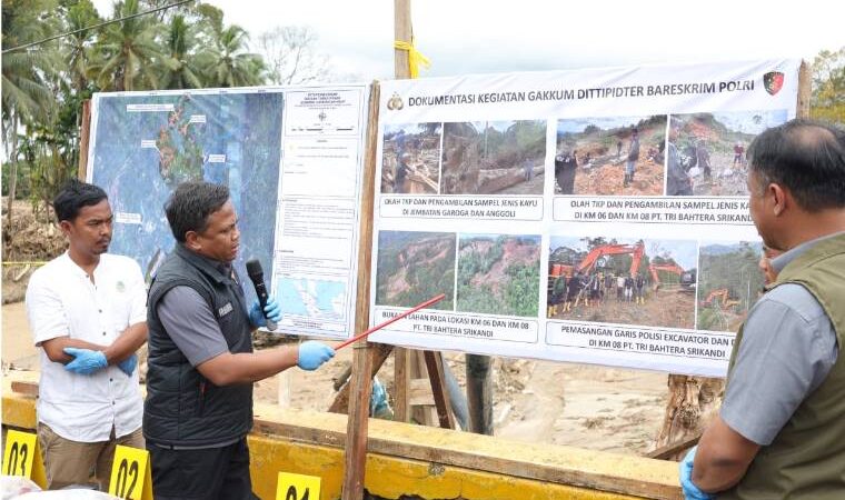 Bareskrim Polri Selidiki Asal Usul Gelondongan Kayu Yang Hanyut dan Tutup Aliran Sungai di Anggoli-Garoga Sumut 