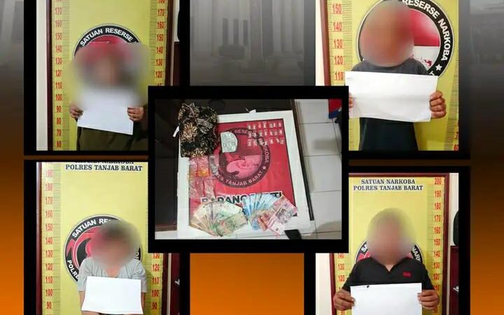 Satresnarkoba Polres Tanjab Barat Ringkus Empat Pelaku dan 21 Paket Sabu,Saat Grebek Lorong Maut 