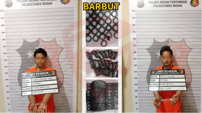 Curi Besi Tower Protelindo, Dua Pria Dibekuk Polsek Medan Tuntungan 